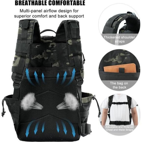 Military Tactical Backpack 50L Large Day Backpack for Men Molle Army 3 Days